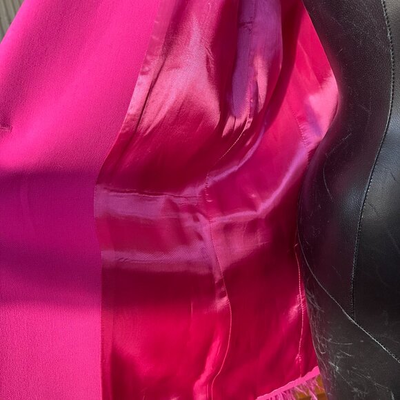 Zara Medium Hot Pink Blazer Jacket With Feathered Cuffed Sleeves Lined NWT - Picture 8 of 11